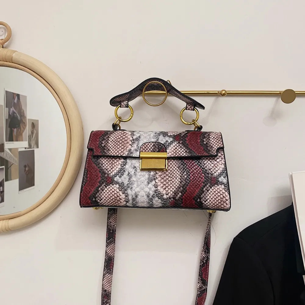 PU Leather Snakeskin Print Crossbody Bag - V.I.P Digital Presence