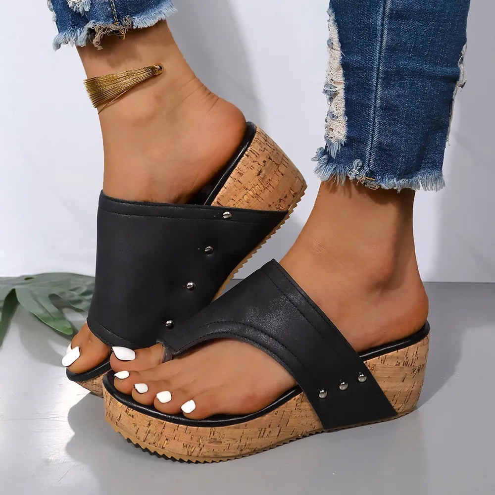 PU Leather Wedge Sandals - V.I.P Digital Presence