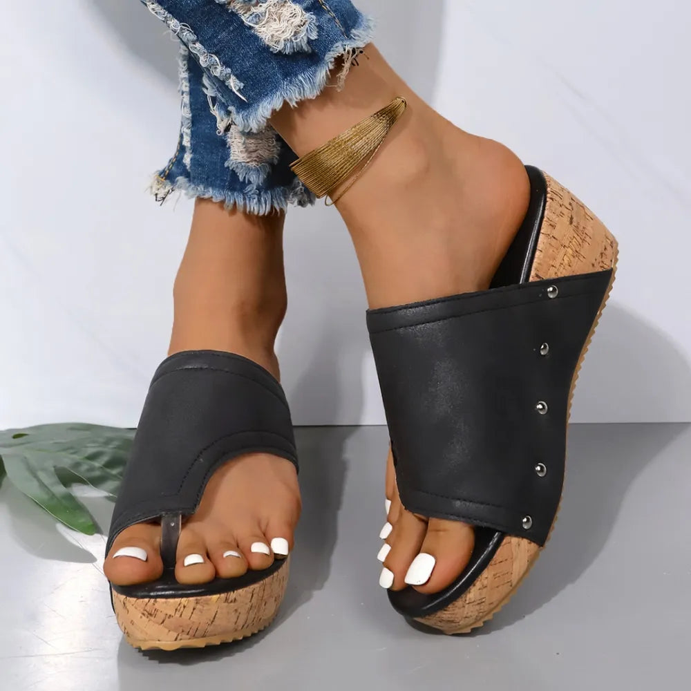 PU Leather Wedge Sandals - V.I.P Digital Presence