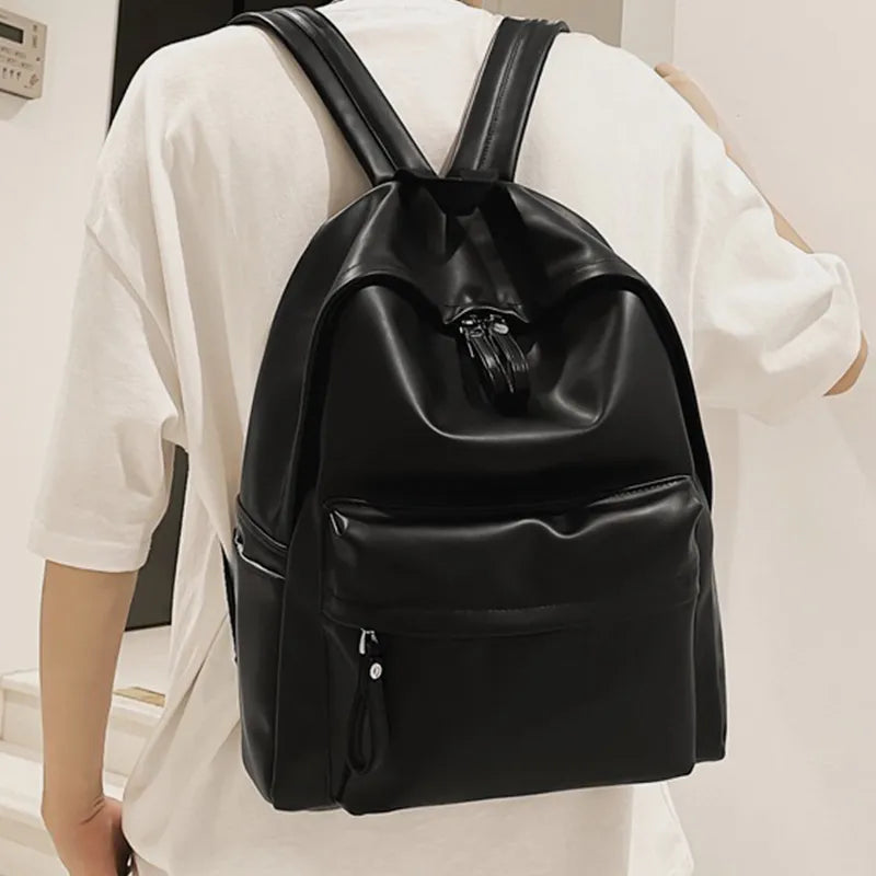 PU Leather Zip Backpack Bag - V.I.P Digital Presence