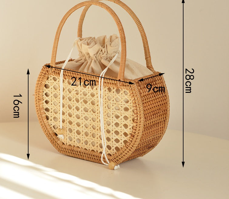 Pure handmade basket Nordic style storage picnic travel basket woven rattan women handbag - V.I.P Digital Presence