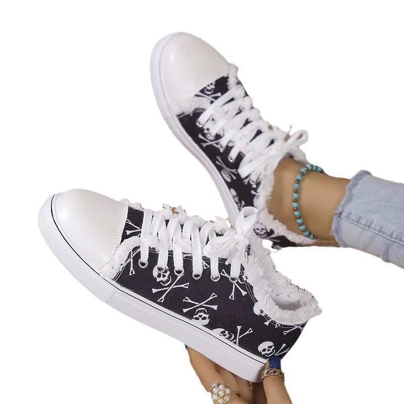 Raw Hem Printed Canvas Sneakers - V.I.P Digital Presence