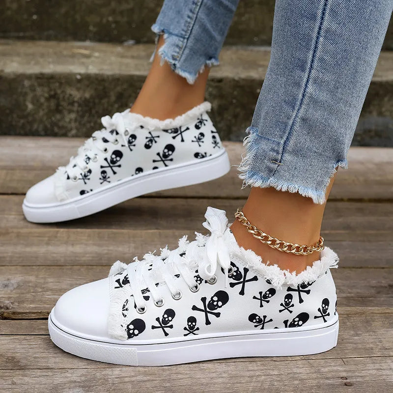Raw Hem Printed Canvas Sneakers - V.I.P Digital Presence