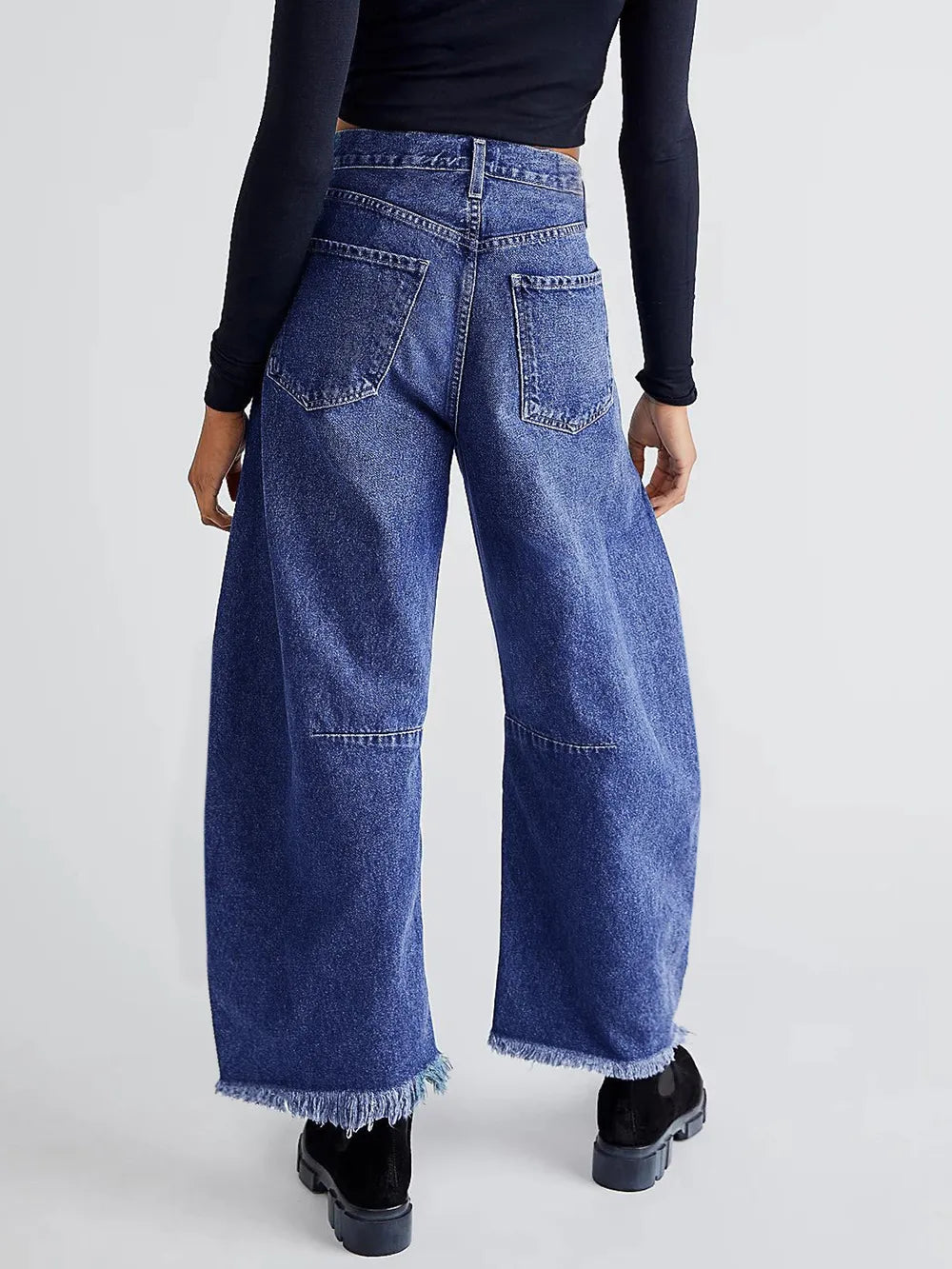 Raw Hem Wide Leg Jeans with Pockets - V.I.P Digital Presence