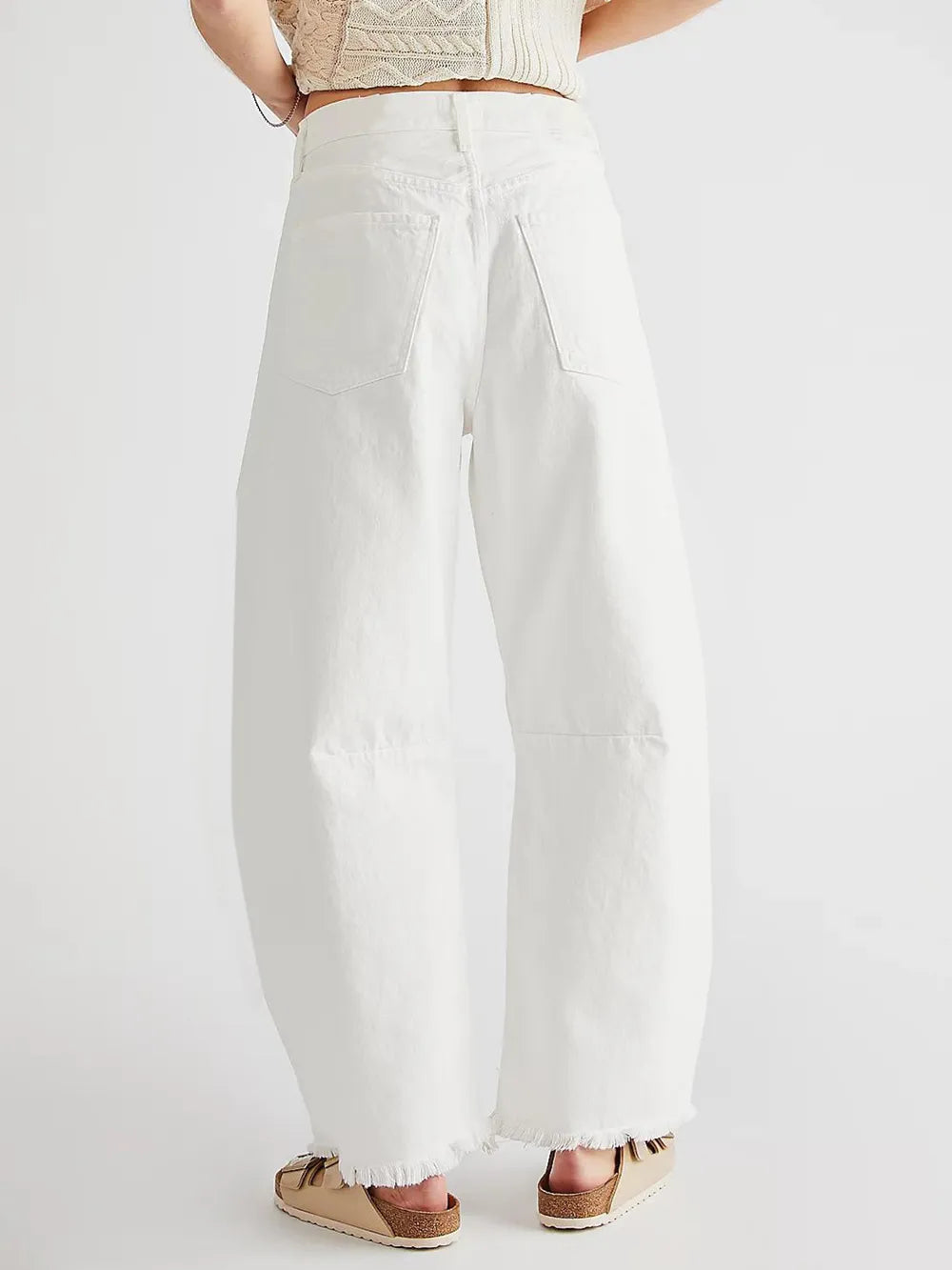 Raw Hem Wide Leg Jeans with Pockets - V.I.P Digital Presence