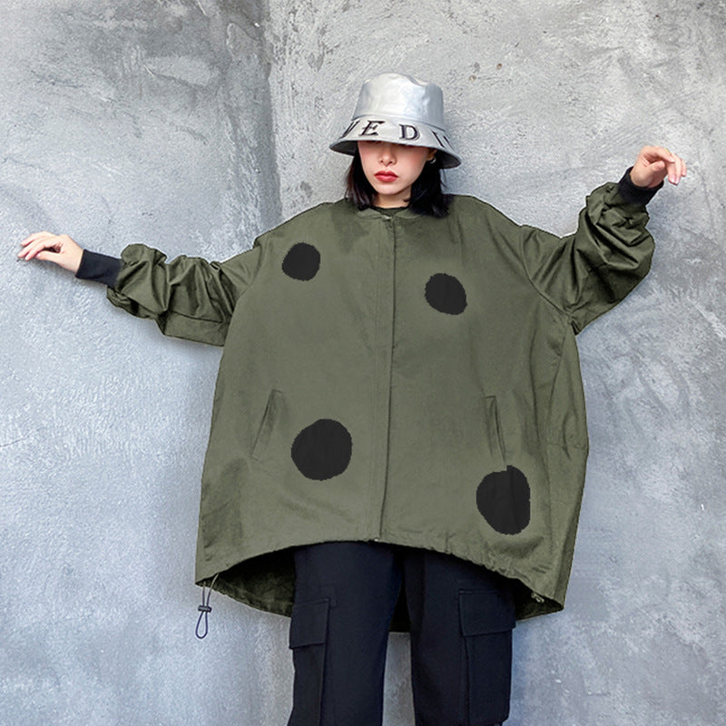 Retro long sleeved stand up collar trench coat for women loose and fashionable stylish zipper cardigan - V.I.P Digital Presence