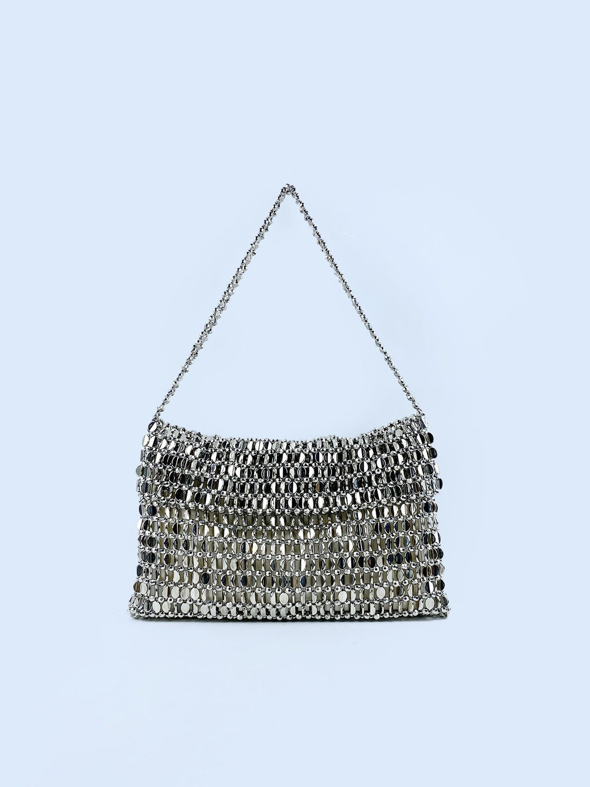 Retro metal sequin silver bag women's bag hand woven high-end feel handbag shoulder and armpit bag - V.I.P Digital Presence