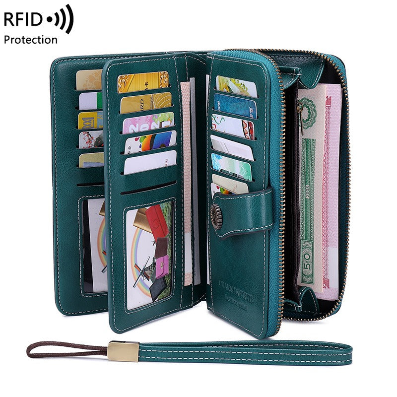 RFID Antimagnetic Wallet Long Zipper Women's Wallet Leather Wallet New Large Capacity Handbag - V.I.P Digital Presence