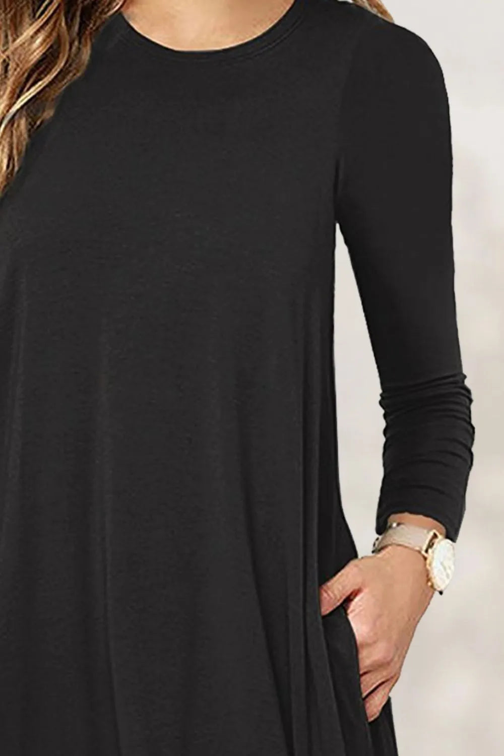 Round Neck Long Sleeve Mini Dress - V.I.P Digital Presence