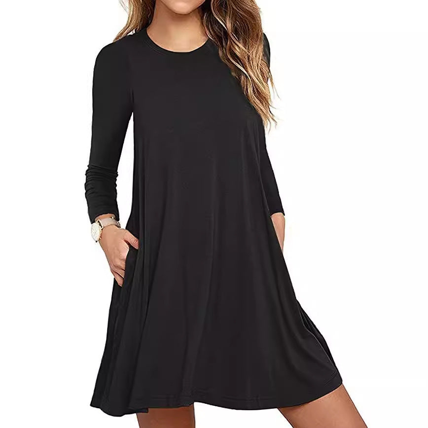 Round Neck Long Sleeve Mini Dress - V.I.P Digital Presence