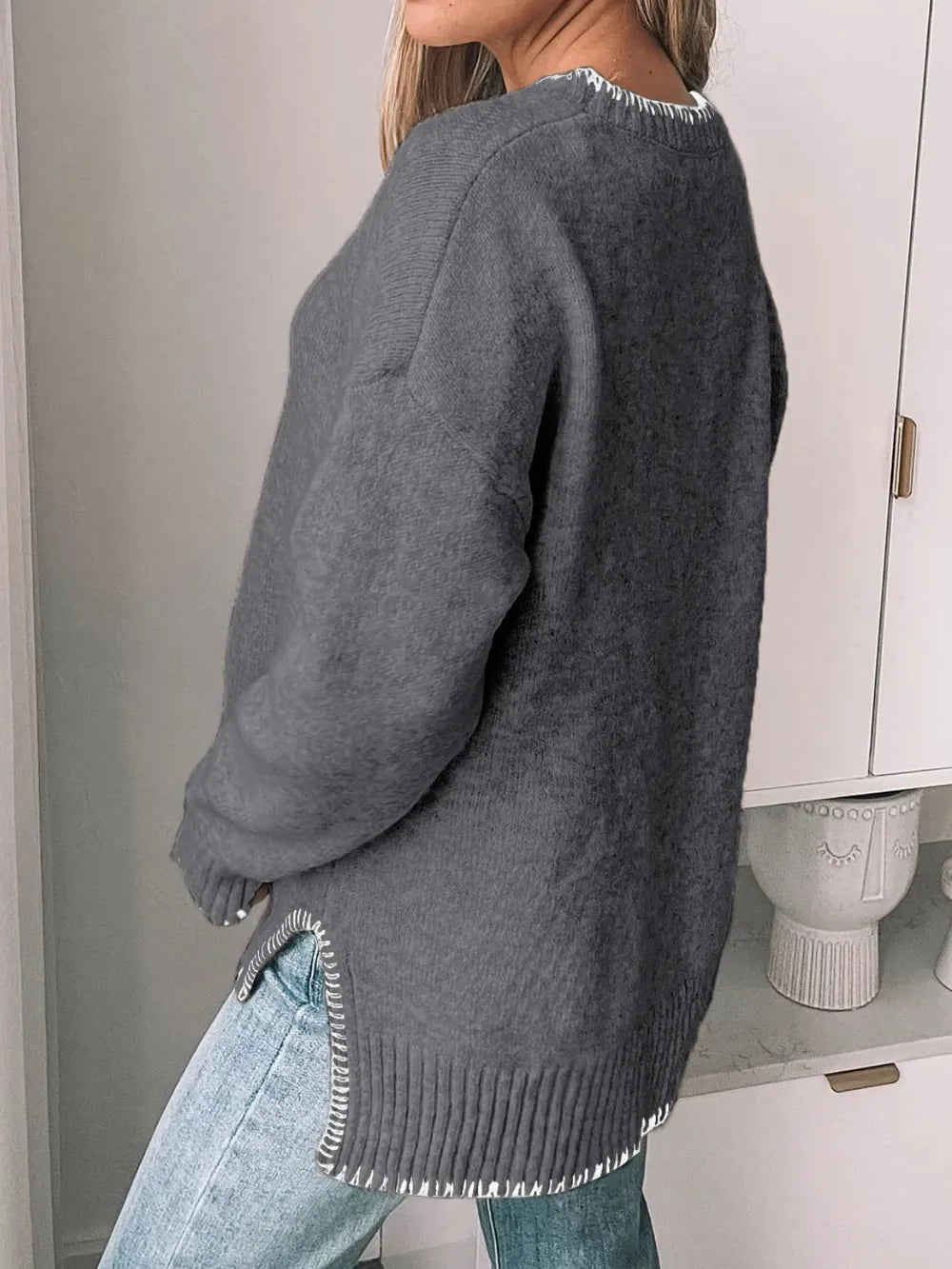 Round Neck Long Sleeve Sweater - V.I.P Digital Presence