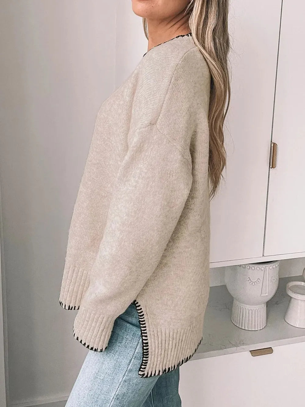 Round Neck Long Sleeve Sweater - V.I.P Digital Presence