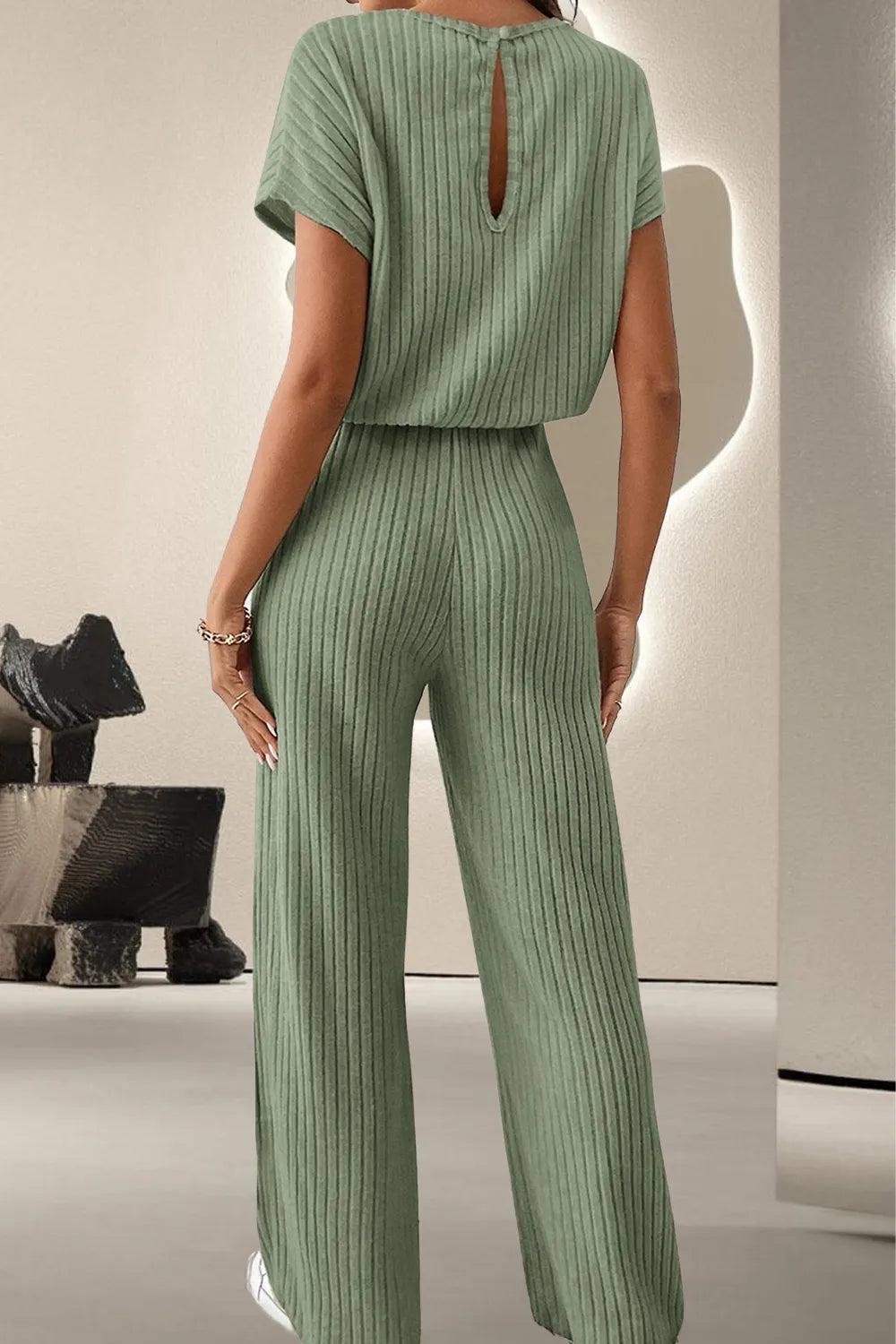 Round Neck Short Sleeve Jumpsuit - V.I.P Digital Presence