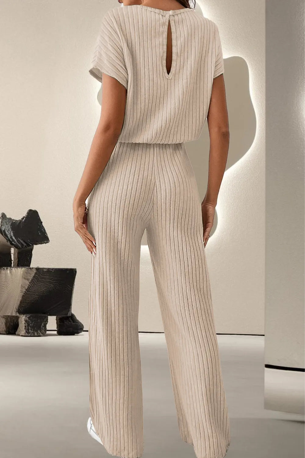 Round Neck Short Sleeve Jumpsuit - V.I.P Digital Presence