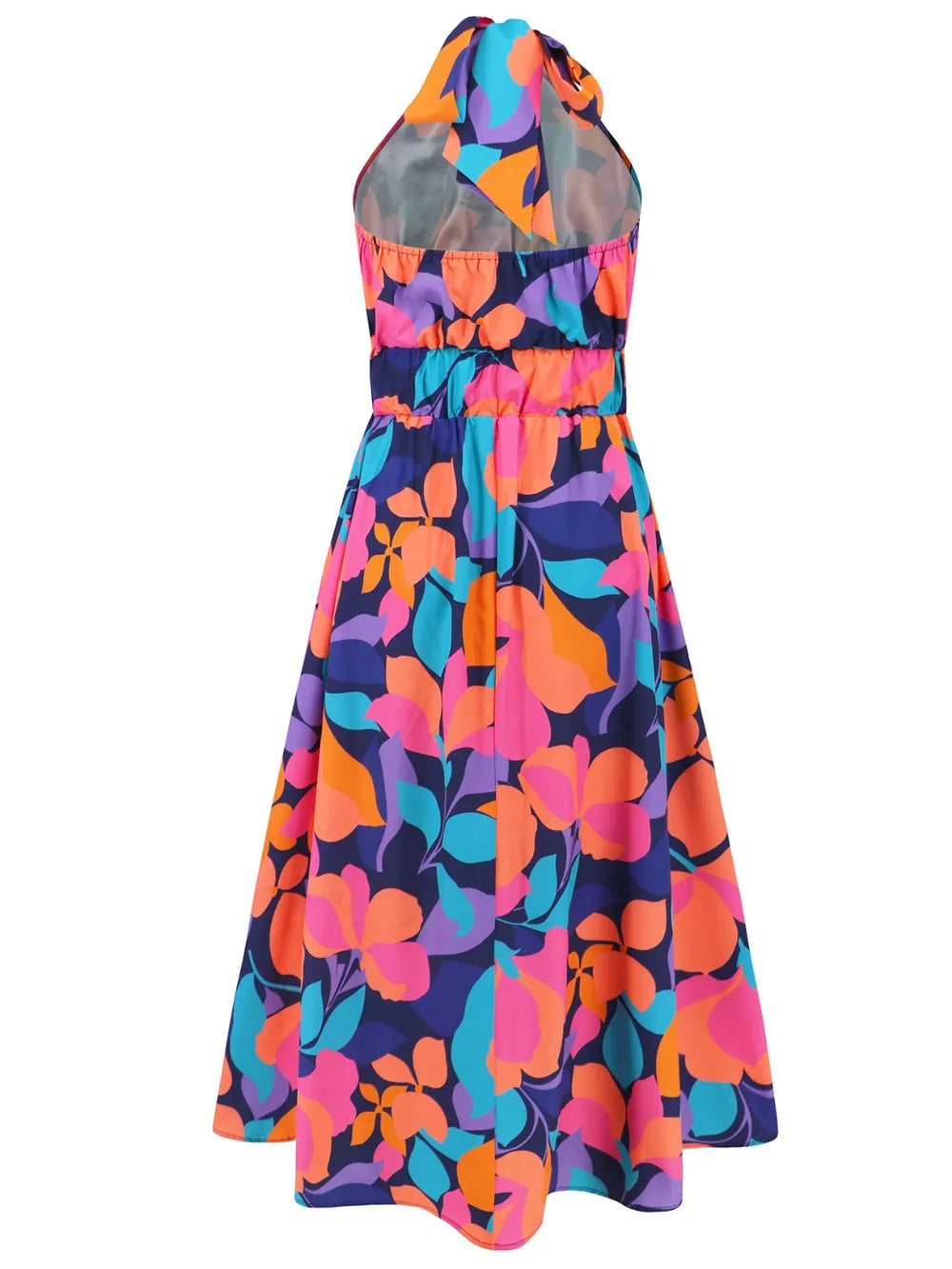 Ruched Printed Halter Neck Dress - V.I.P Digital Presence