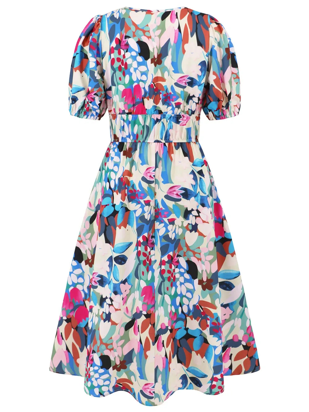 Ruched Printed Surplice Short Sleeve Dress - V.I.P Digital Presence