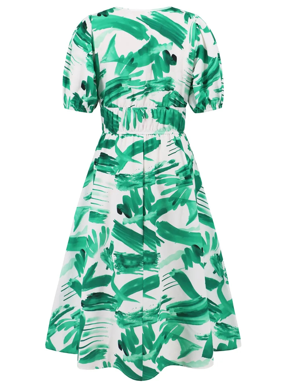 Ruched Printed Surplice Short Sleeve Dress - V.I.P Digital Presence