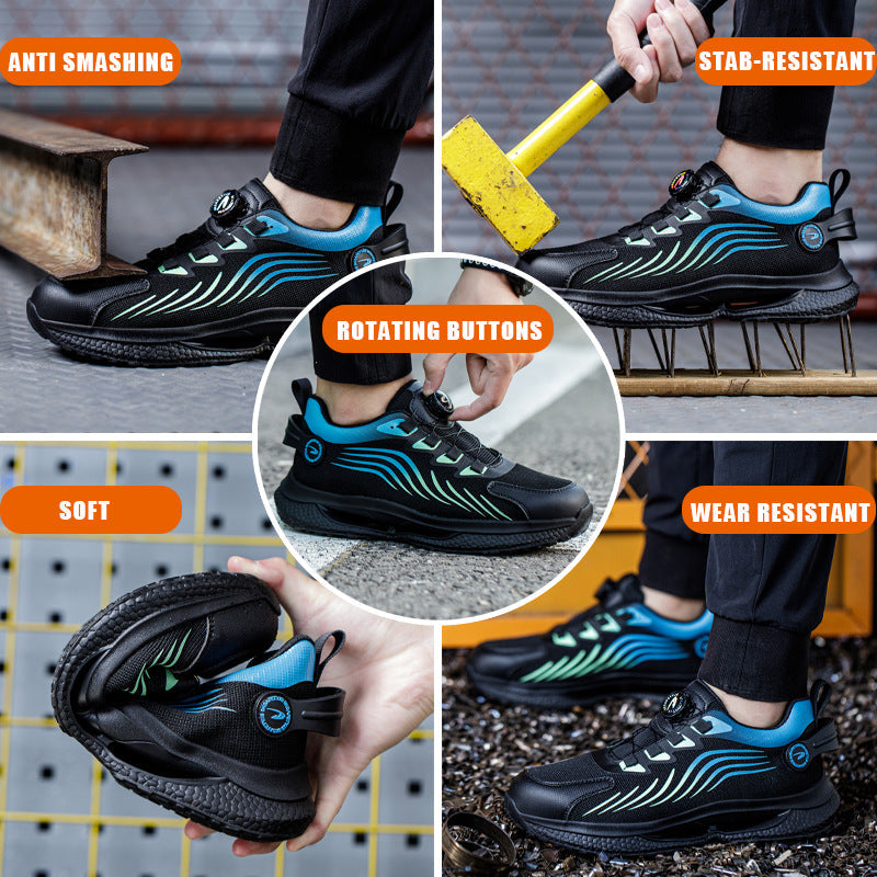 Safety shoes anti smashing anti piercing anti slip wear-resistant steel toe shoes lazy no tie safety shoes - V.I.P Digital Presence
