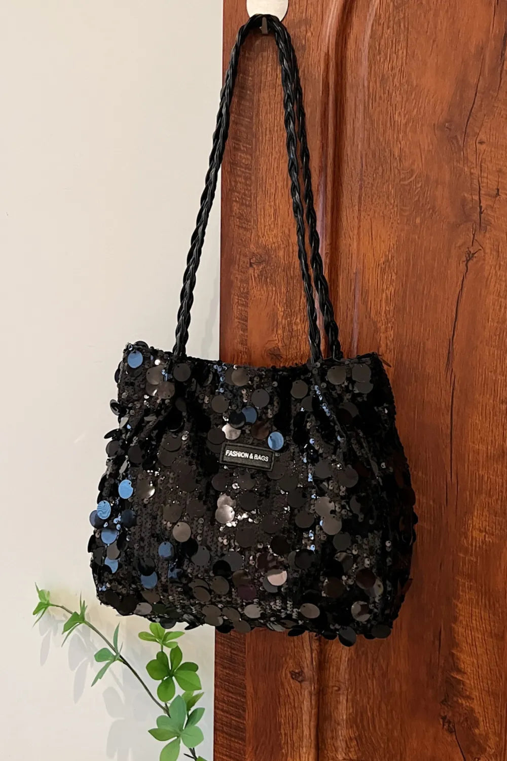 Sequin Braided Strap Shoulder Bag - V.I.P Digital Presence