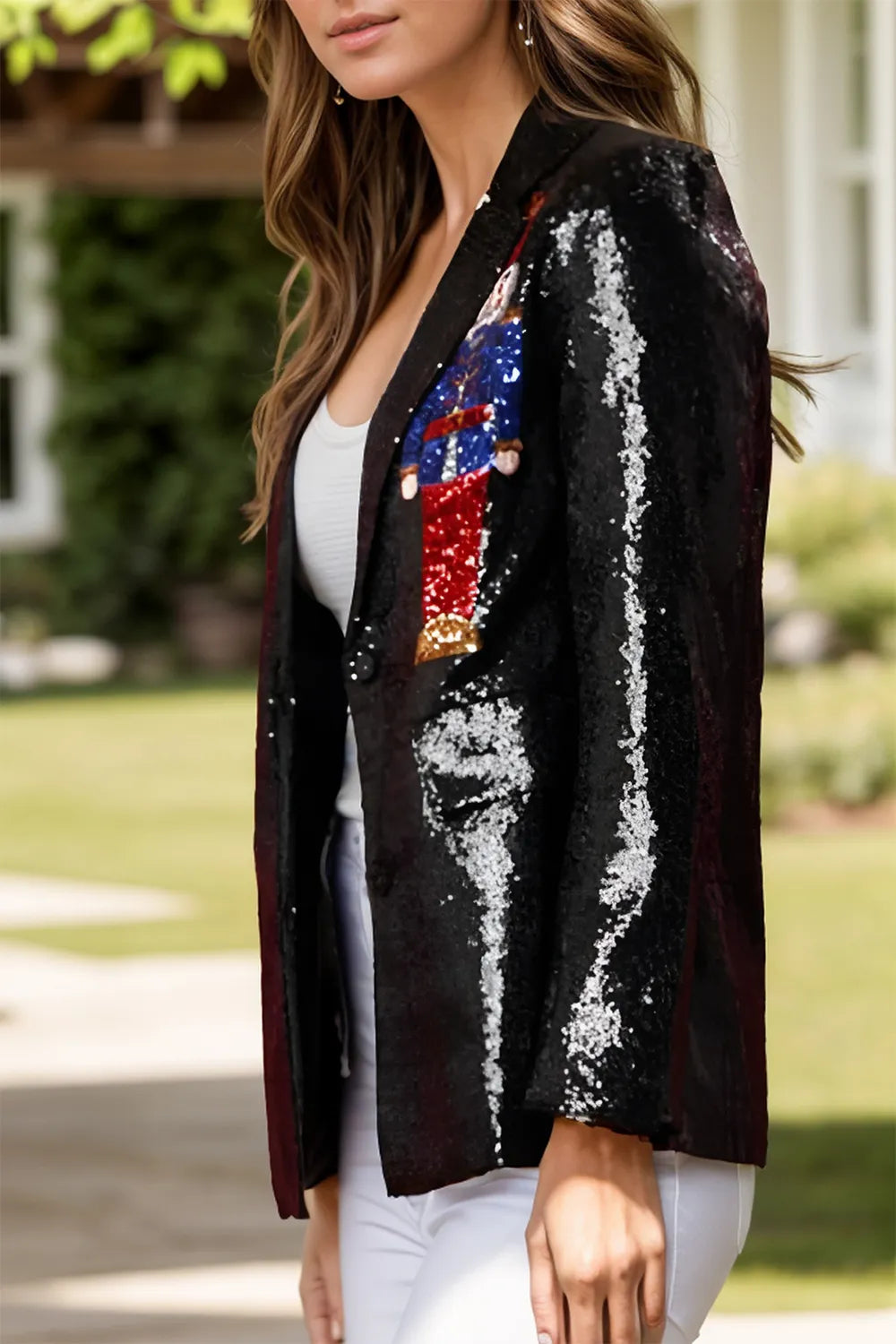 Sequin Nutcracker Long Sleeve Blazer - V.I.P Digital Presence