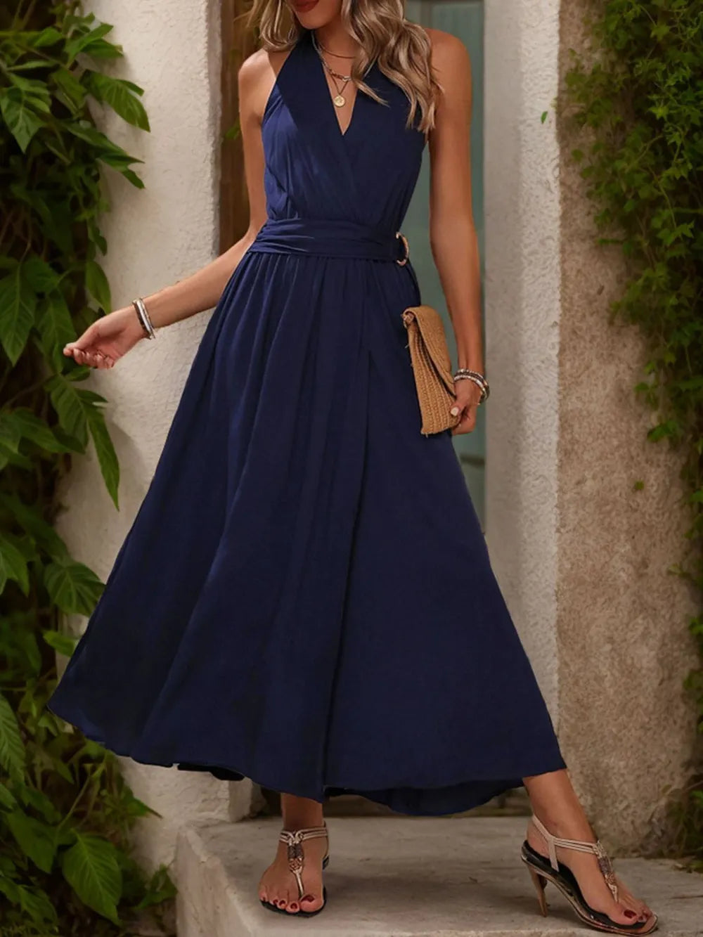 Slit Halter Neck Dress - V.I.P Digital Presence