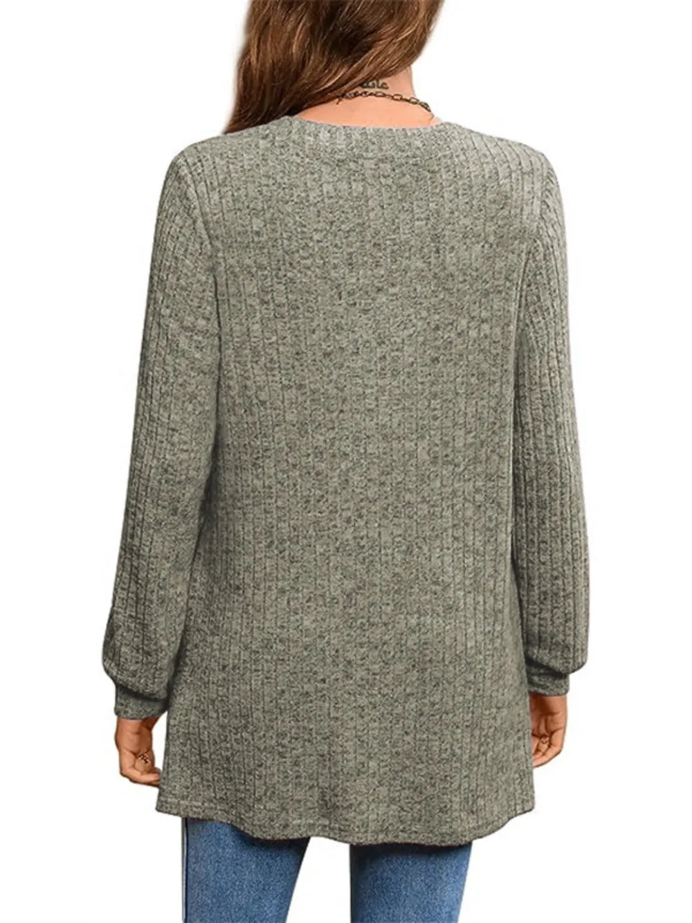 Slit Notched Pocketed Long Sleeve T-Shirt - V.I.P Digital Presence