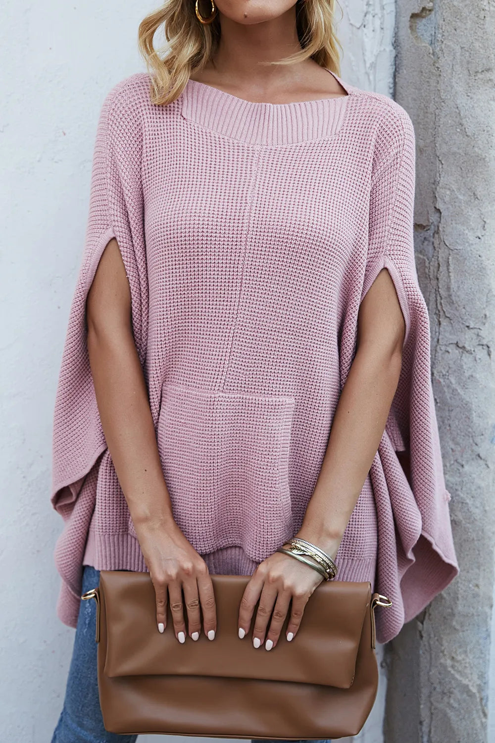 Solid color casual style plus size women's knitted sweater - V.I.P Digital Presence