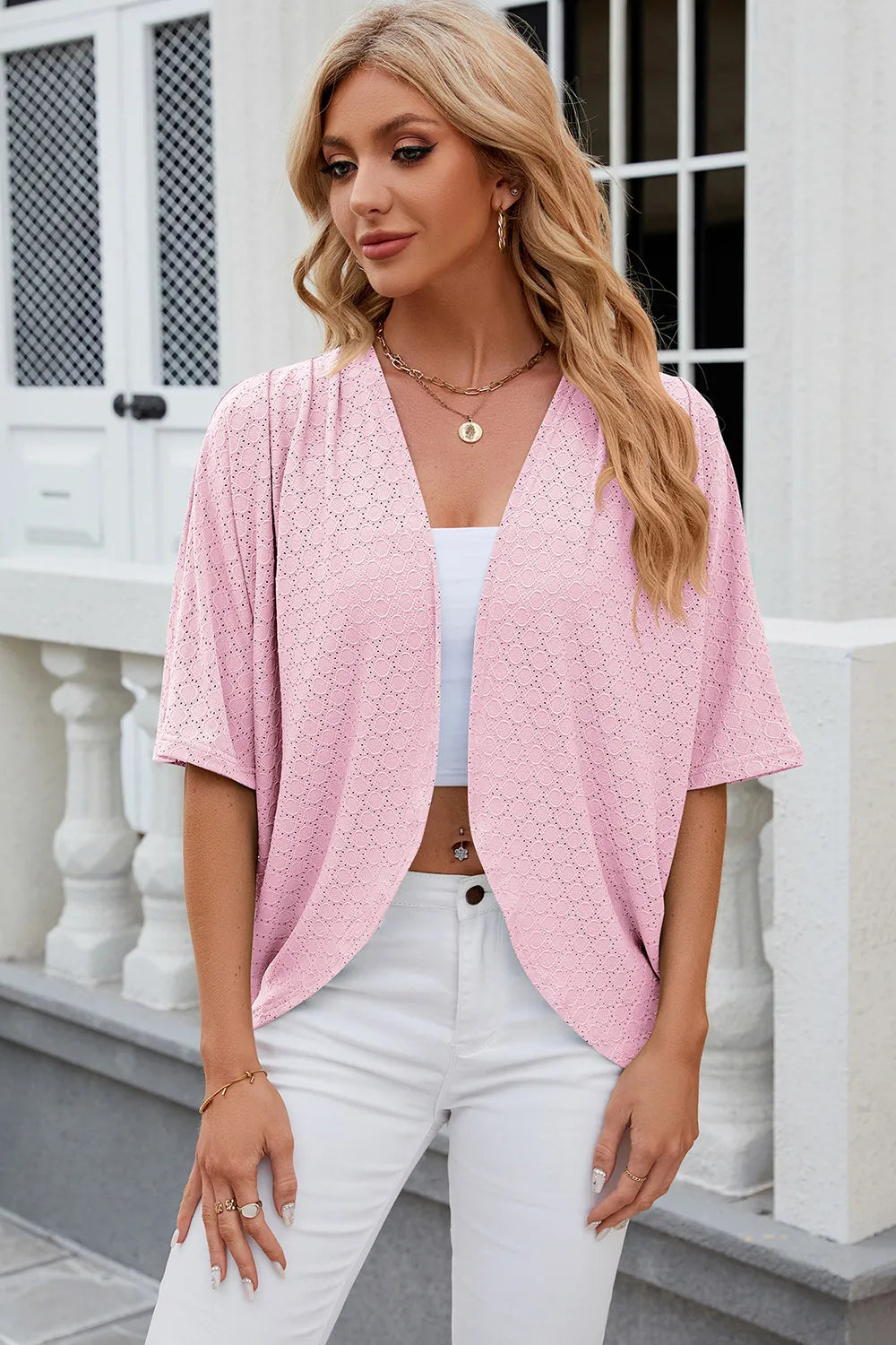 Solid color mid sleeved cardigan knitted cardigan jacket air-conditioned sweater - V.I.P Digital Presence