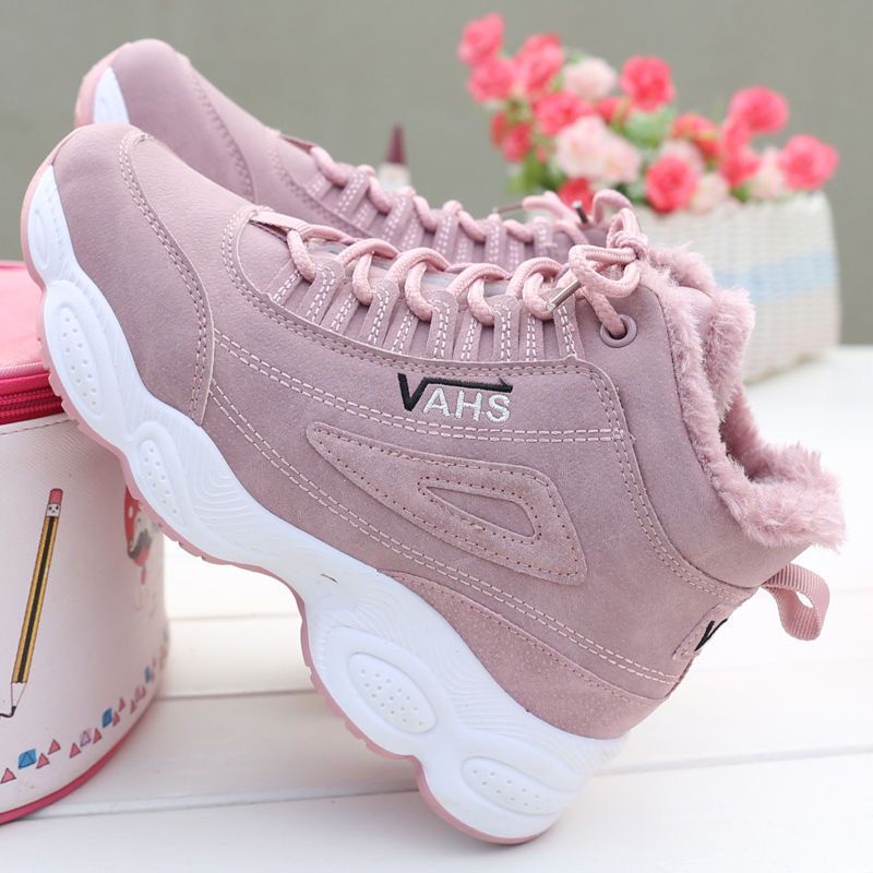 Sports shoes, casual with plush insulation, cotton shoes, leather surface, Korean version, versatile, high top, dad shoes, women's shoes - V.I.P Digital Presence