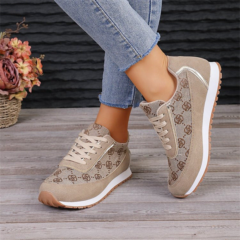 Sports style casual shoes for women, round toe color blocking, comfortable flat sole single shoes - V.I.P Digital Presence