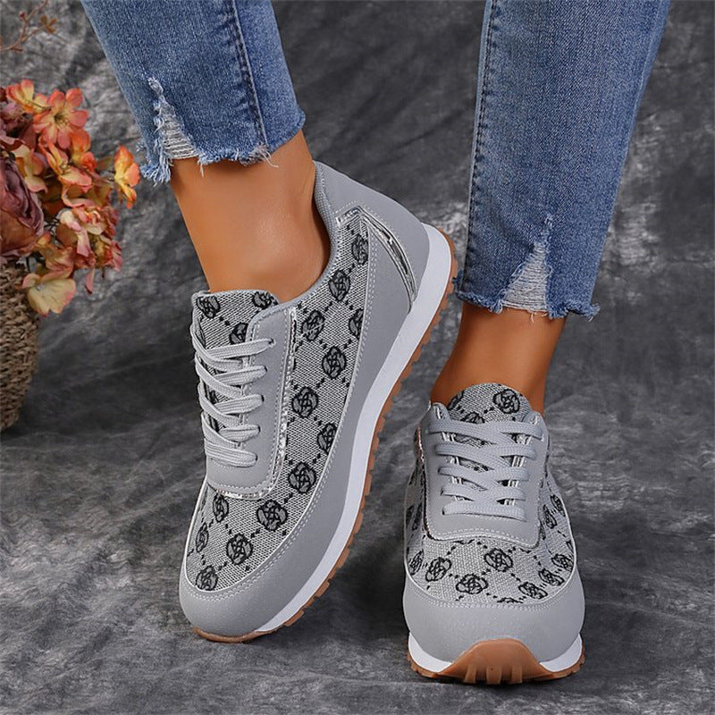 Sports style casual shoes for women, round toe color blocking, comfortable flat sole single shoes - V.I.P Digital Presence