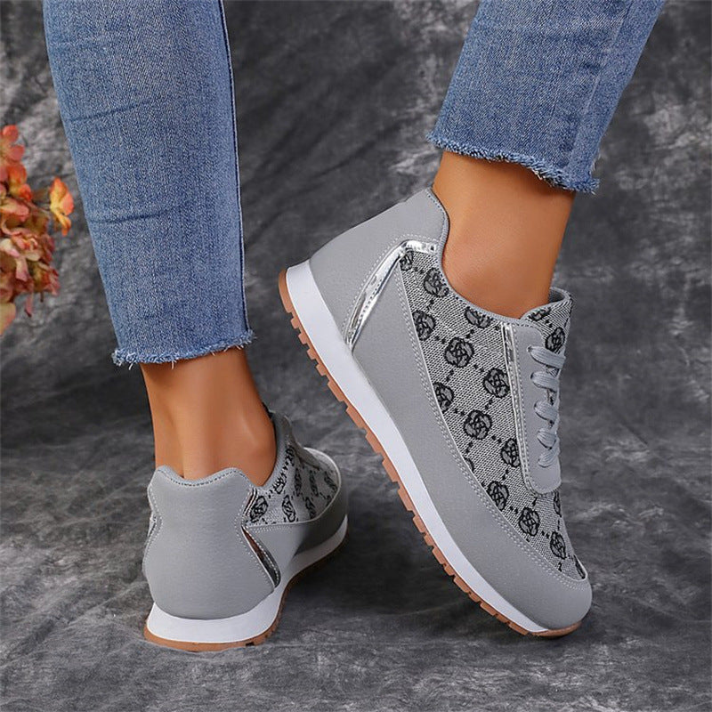 Sports style casual shoes for women, round toe color blocking, comfortable flat sole single shoes - V.I.P Digital Presence