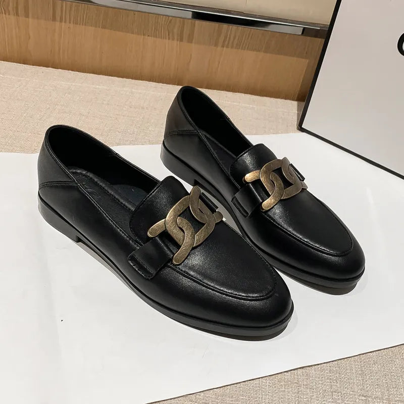 Spring and Autumn New British Style Small Leather Shoes Commuting Work Shoes Flat Flat Single Shoes - V.I.P Digital Presence