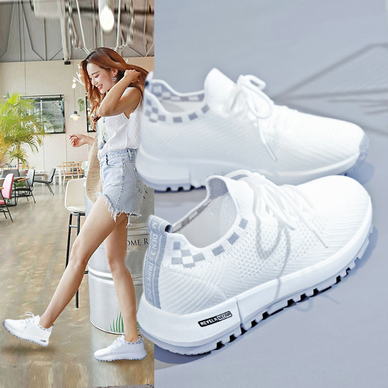 Spring and summer new women's shoes with soft soles, durable and lightweight, white shoes, fashionable and trendy, fly woven mesh running shoes, casual shoes - V.I.P Digital Presence