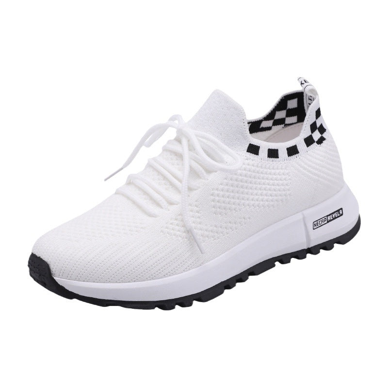 Spring and summer new women's shoes with soft soles, durable and lightweight, white shoes, fashionable and trendy, fly woven mesh running shoes, casual shoes - V.I.P Digital Presence