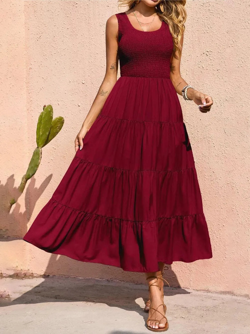Strap top skirt with pleats and spliced A-line large swing dress - V.I.P Digital Presence