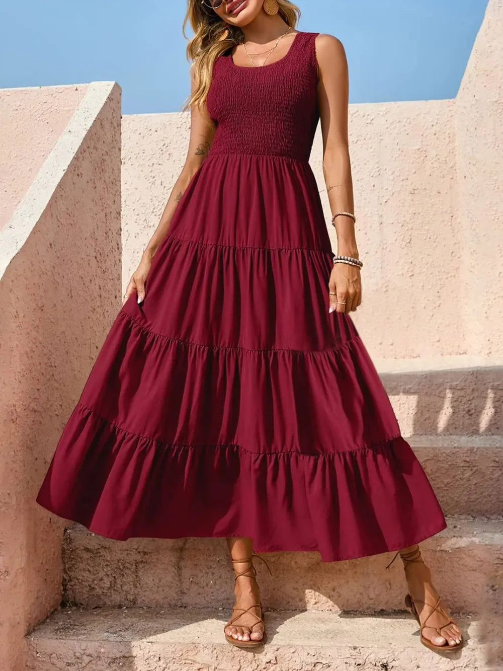 Strap top skirt with pleats and spliced A-line large swing dress - V.I.P Digital Presence