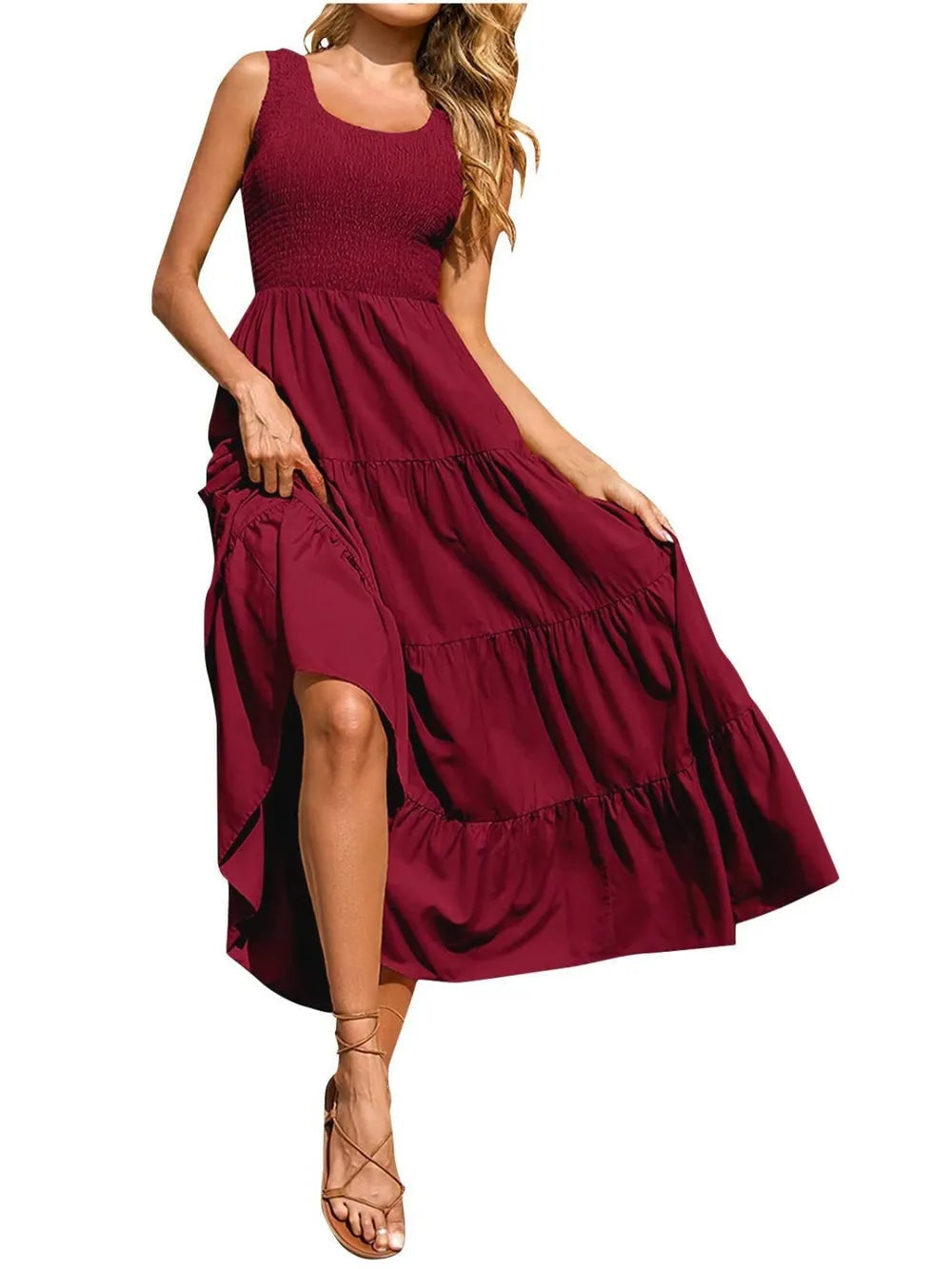 Strap top skirt with pleats and spliced A-line large swing dress - V.I.P Digital Presence