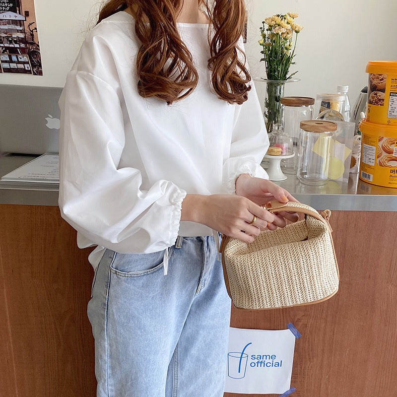Straw woven small bag casual women's bag hand-held shoulder crossbody bag - V.I.P Digital Presence