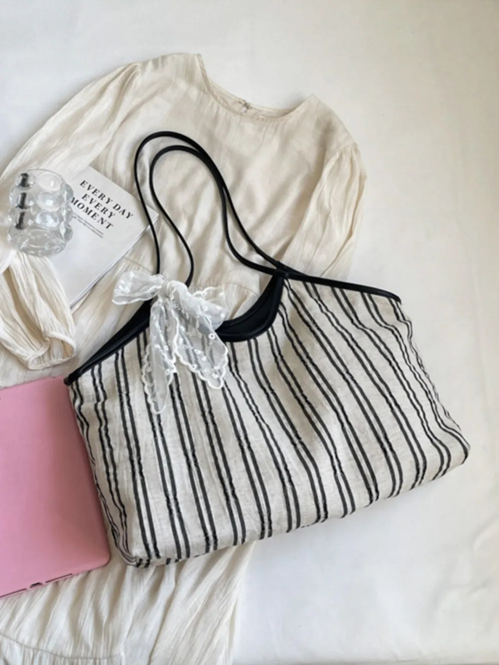 Striped Canvas Tote Bag - V.I.P Digital Presence