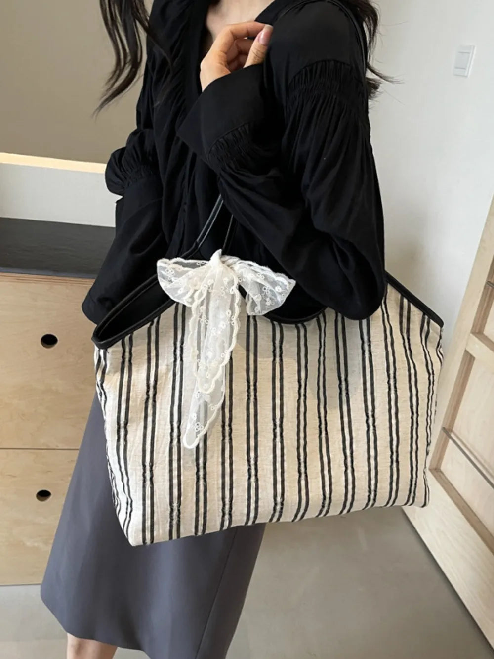 Striped Canvas Tote Bag - V.I.P Digital Presence