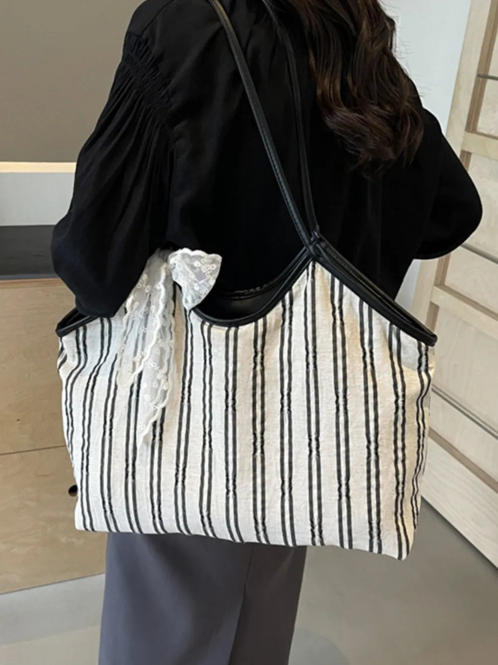 Striped Canvas Tote Bag - V.I.P Digital Presence