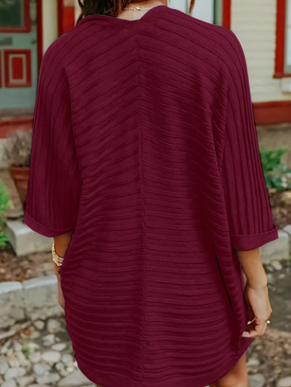 Striped Open Front Knit Cardigan - V.I.P Digital Presence