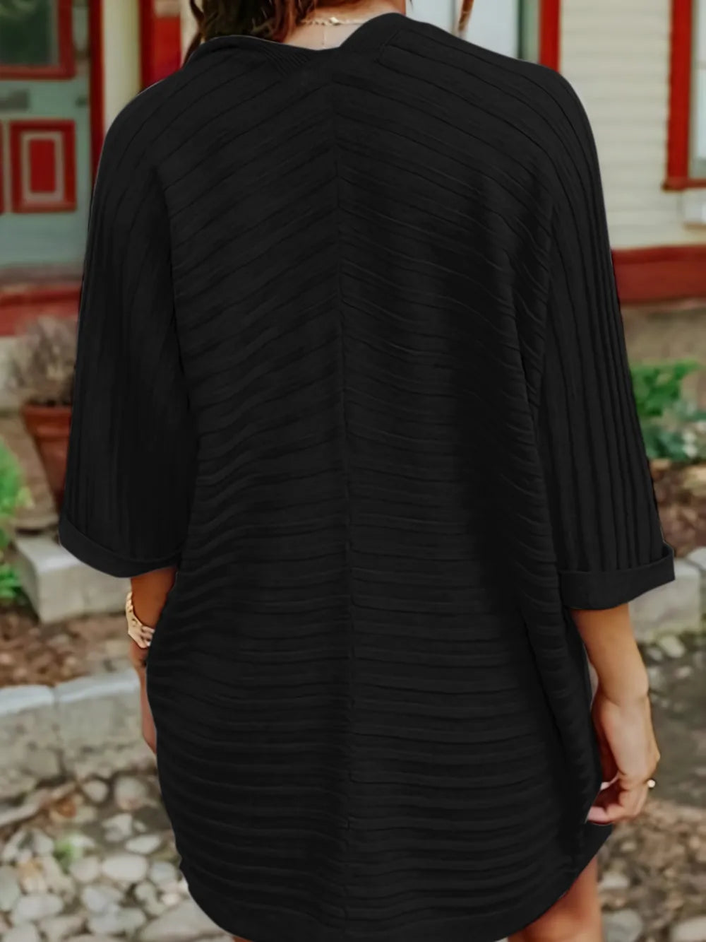 Striped Open Front Knit Cardigan - V.I.P Digital Presence