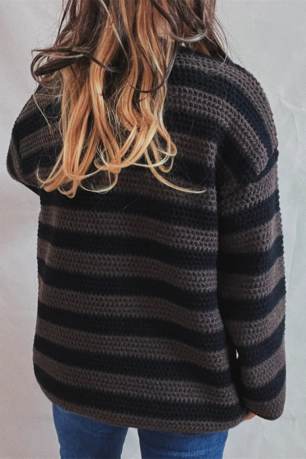 Striped Round Neck Dropped Shoulder Sweater - V.I.P Digital Presence