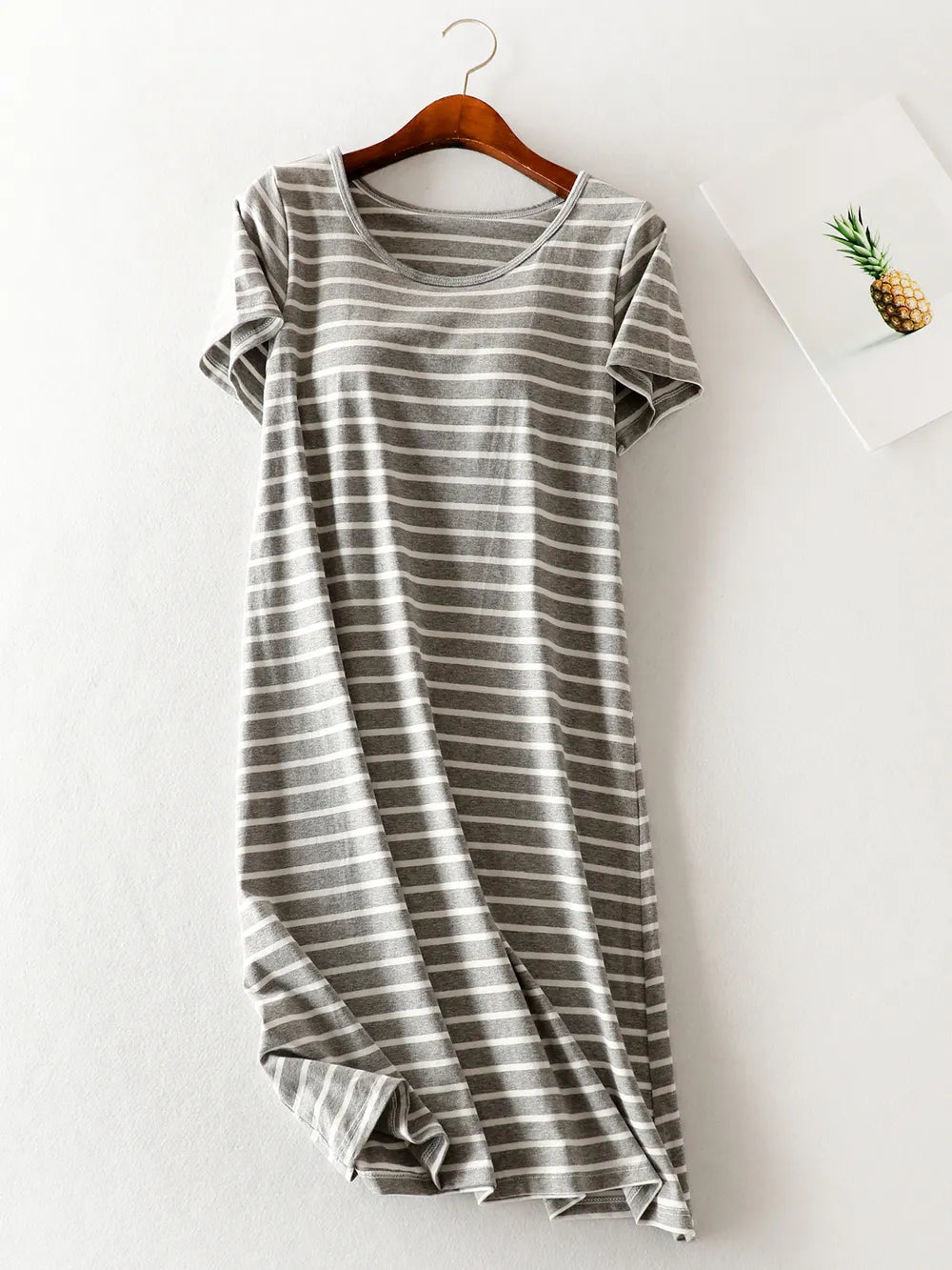 Striped Round Neck Short Sleeve Dress - V.I.P Digital Presence