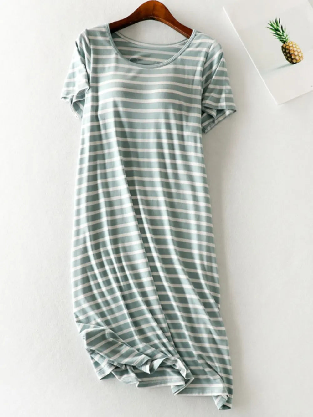 Striped Round Neck Short Sleeve Dress - V.I.P Digital Presence