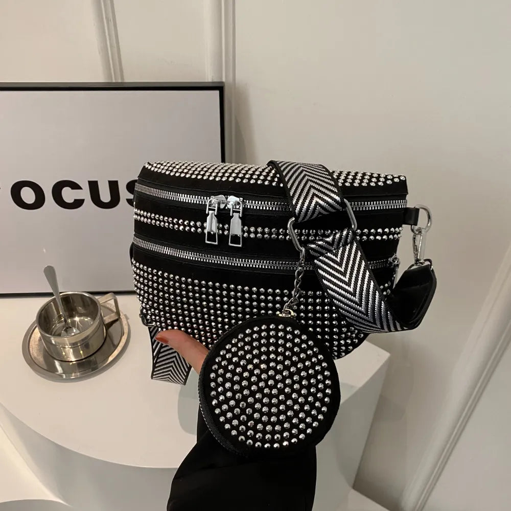 Studded Adjustable Strap Crossbody Bag - V.I.P Digital Presence