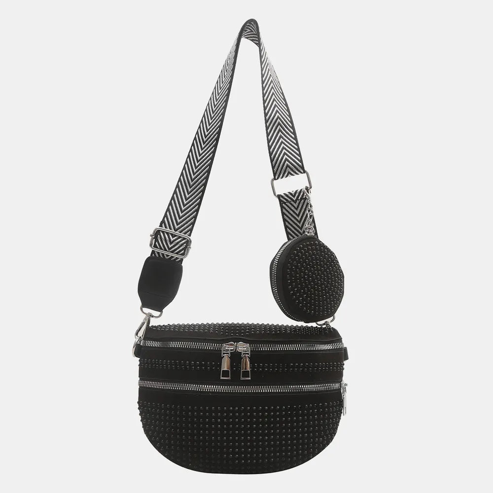 Studded Adjustable Strap Crossbody Bag - V.I.P Digital Presence