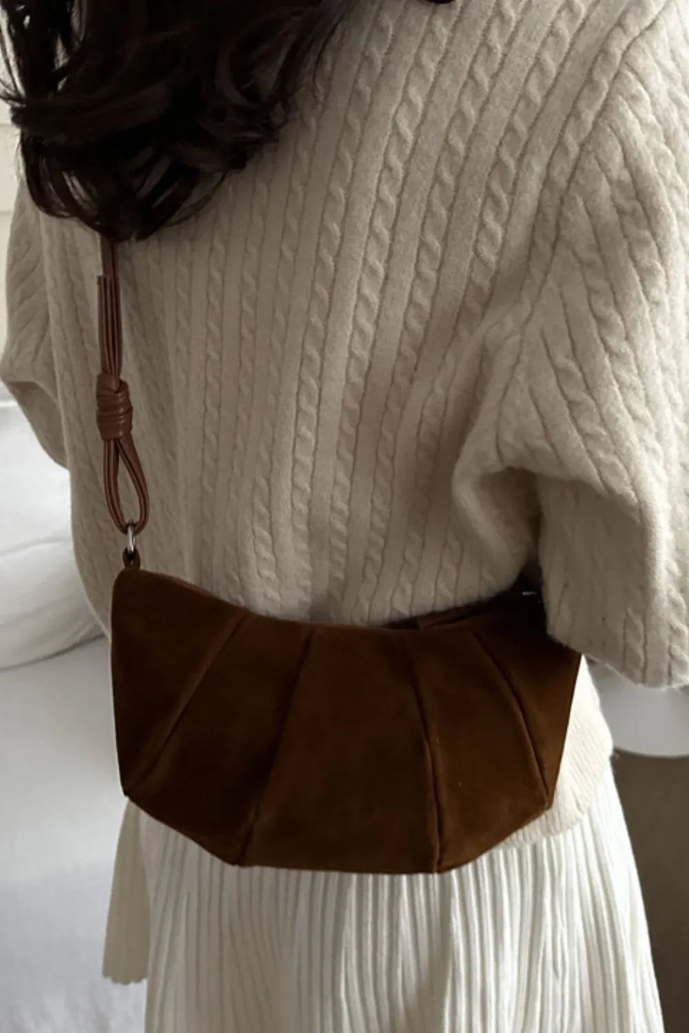 Suede Croissant Shape Shoulder Bag - V.I.P Digital Presence